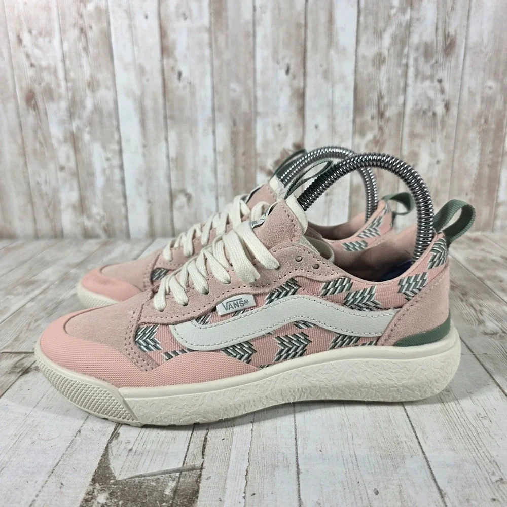 Vans UltraRange EXO Pink Green Geometric Suede Canvas Sneakers Womens 5.5 721356
